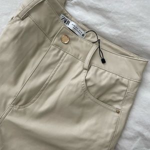 Zara faux leather cream pants